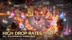 Blade of the Abyss world boss battle featuring high drop rate loot rewards, legendary gear, and dark fantasy combat effects.