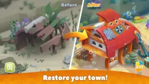 undersea solitaire tripeaks restore rocky bottom town